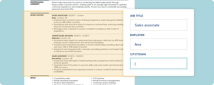 Enter Your Work History In The CV Maker